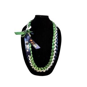 Class of 2026 Graduation Lei, Custom Ribbon Lei, Forest Green Navy White Lei